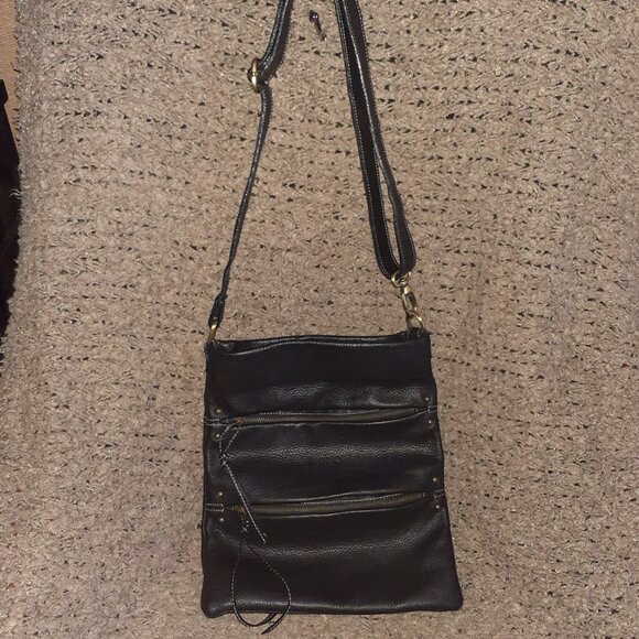 AVORIO-Black Leather Shoulder/Crossbody Bag-Italy-Near Mint - Picture 1 of 6